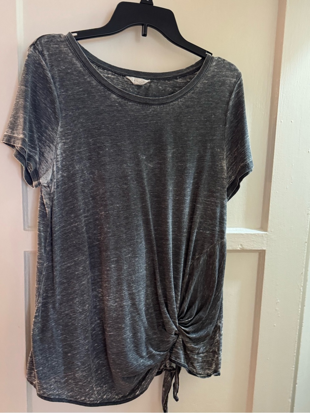 Caslon Washed Gray Short Sleeve Tie-Back Tee